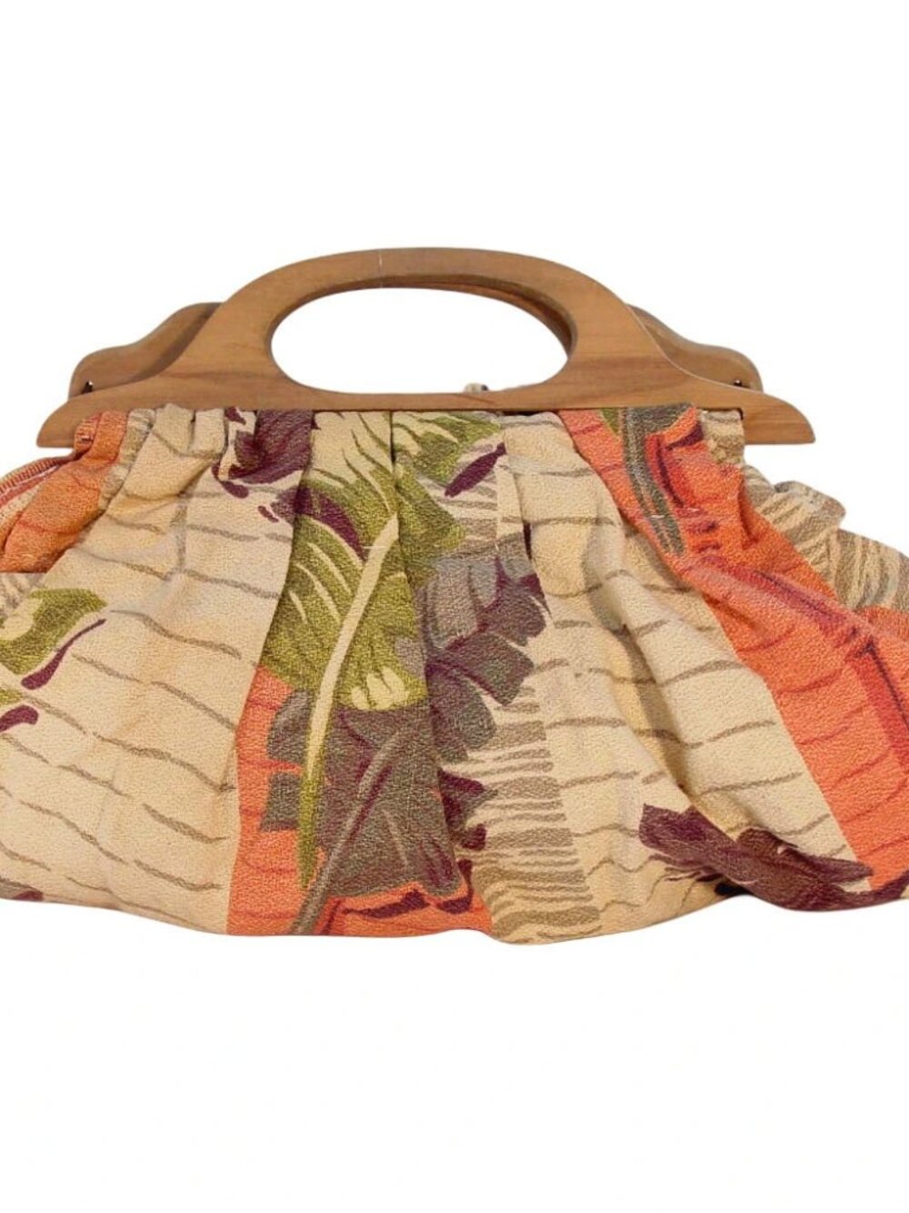 SAISON HAPPILY MARRIED FABRIC Vintage Handmade 40's/50's Barkcloth Satchel Bag